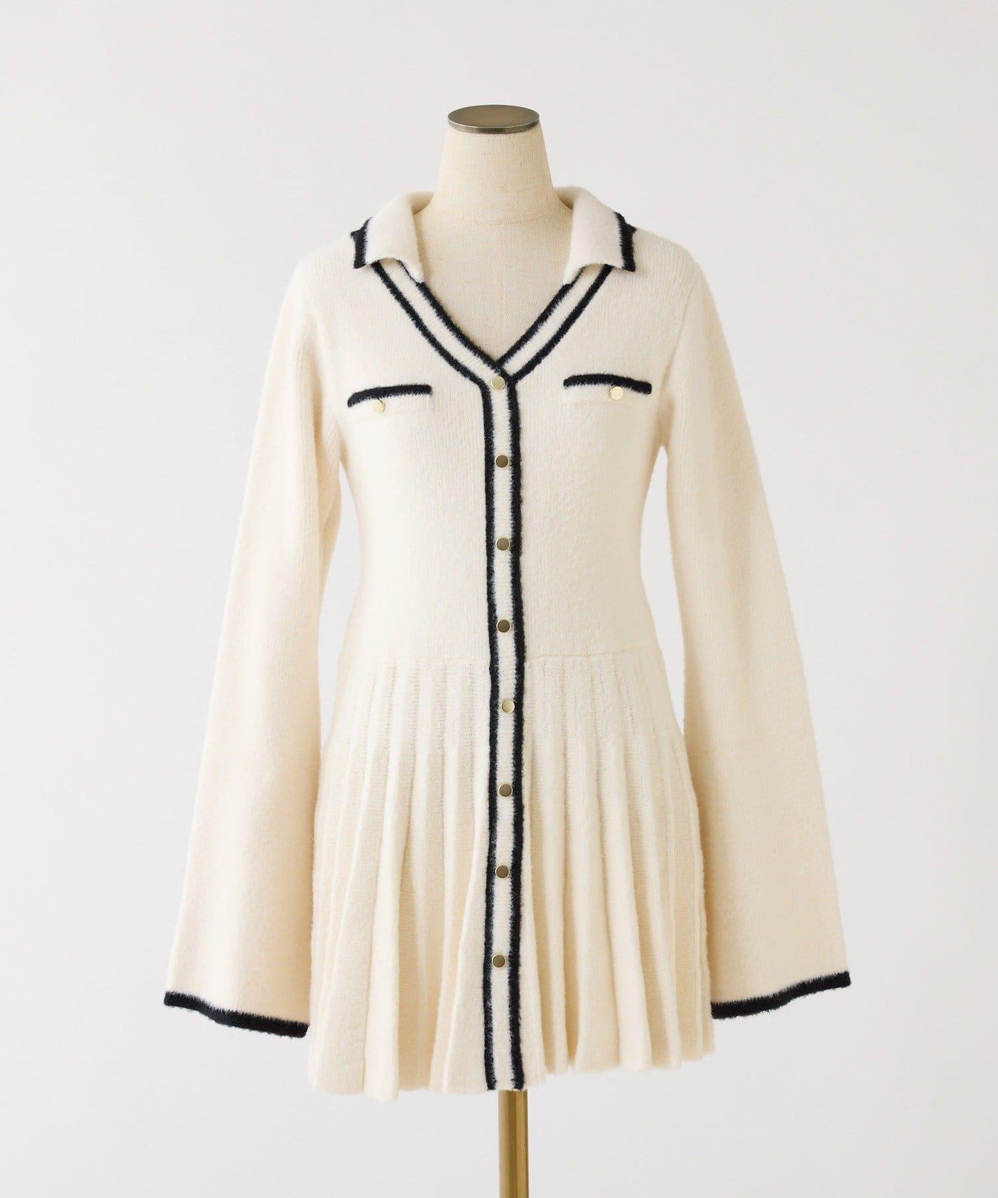 帶領針織迷你連衣裙