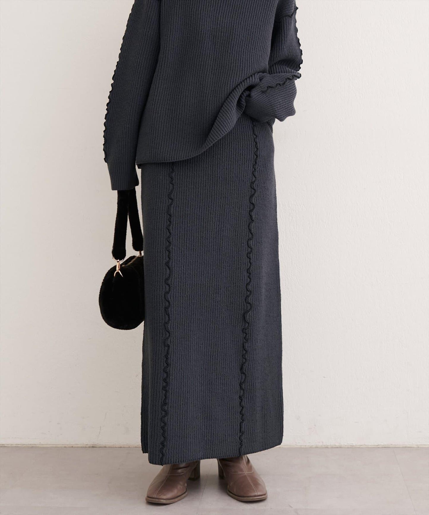 荷葉邊針織半身裙