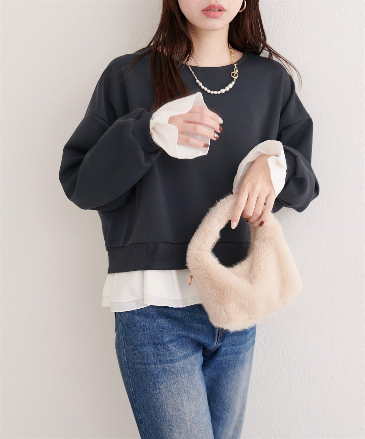 荷葉邊層疊套頭衫