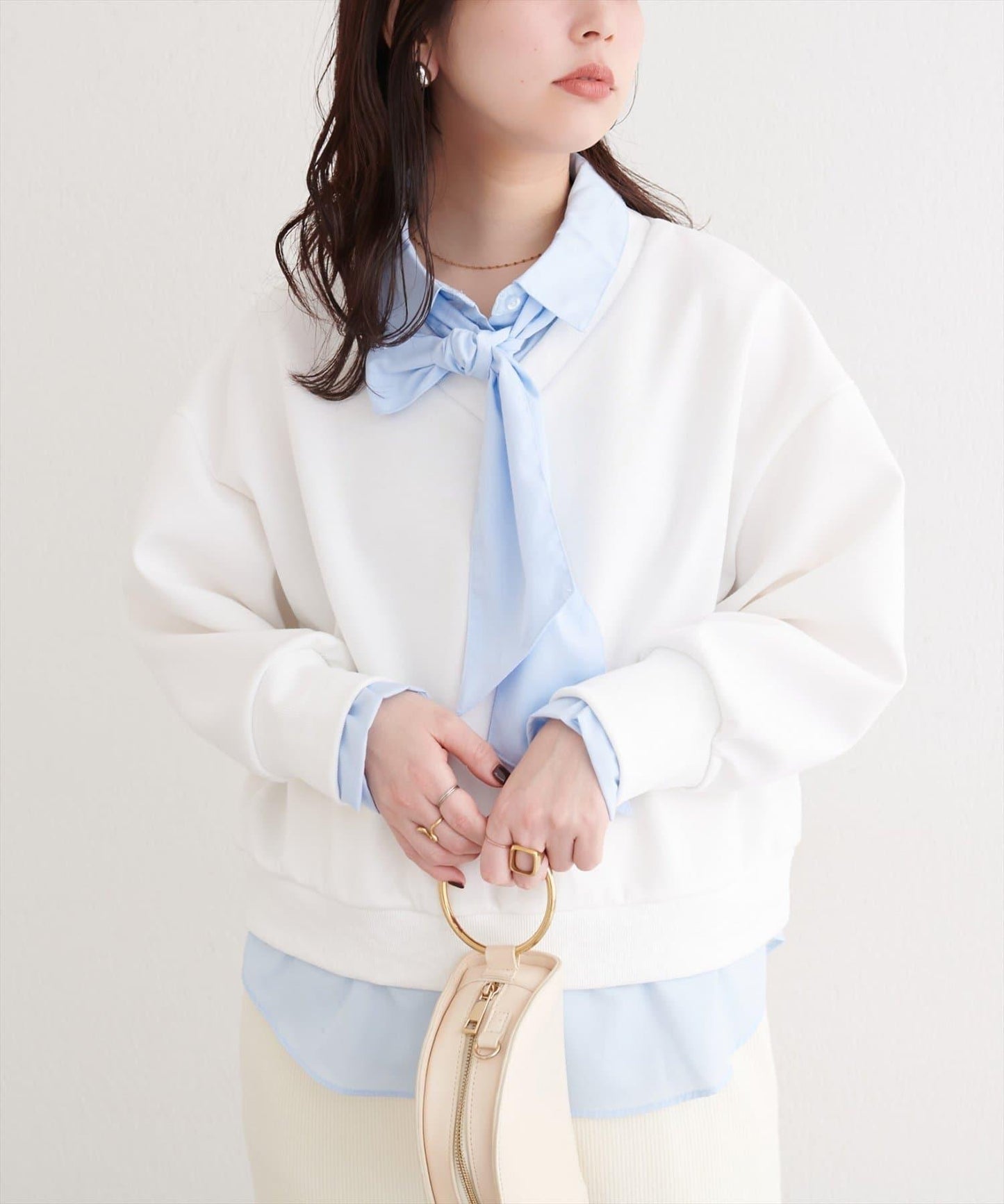 帶領結襯衫疊穿套頭衫