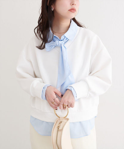 帶領結襯衫疊穿套頭衫