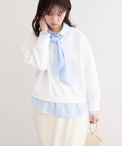 帶領結襯衫疊穿套頭衫