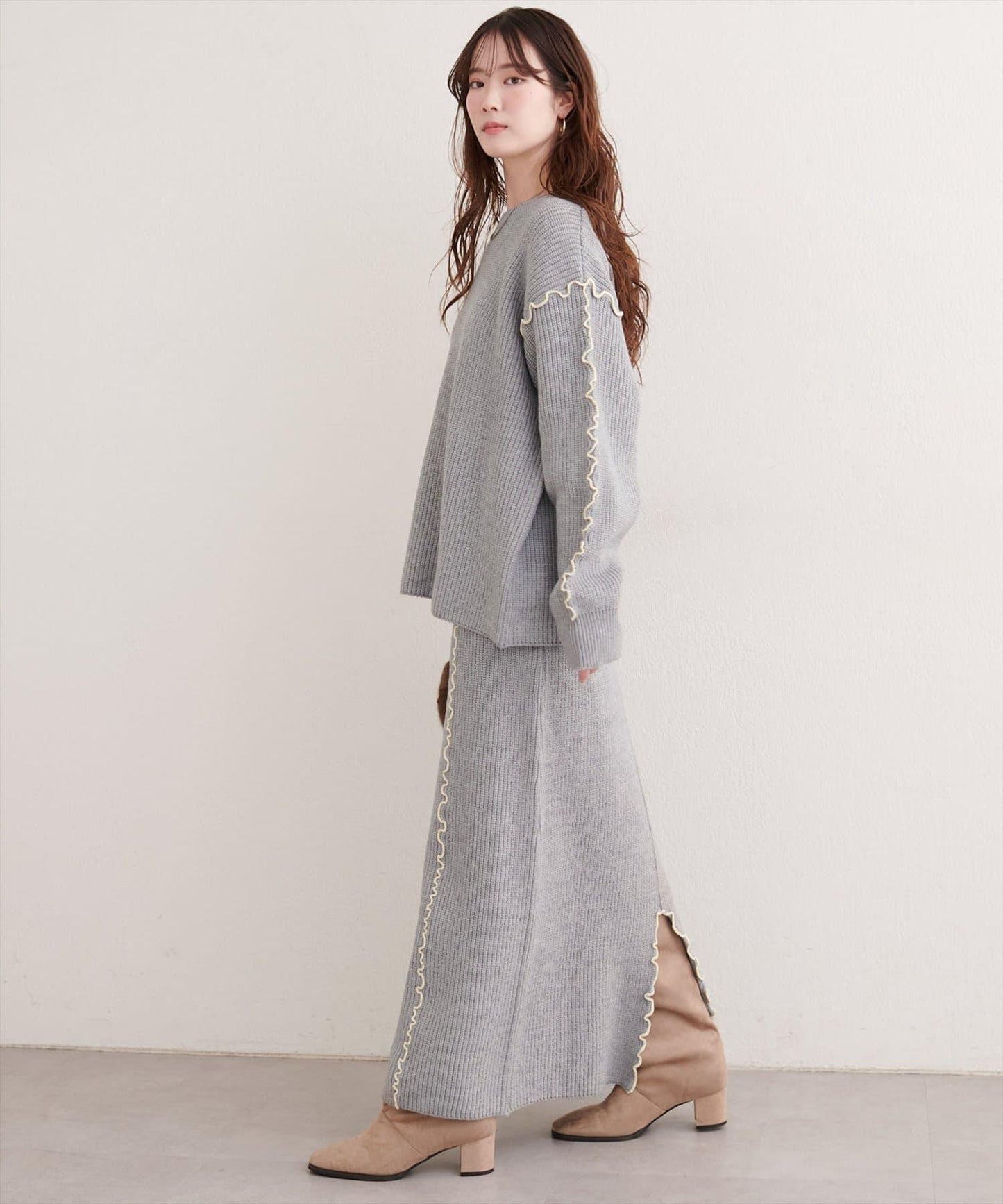 荷葉邊針織半身裙