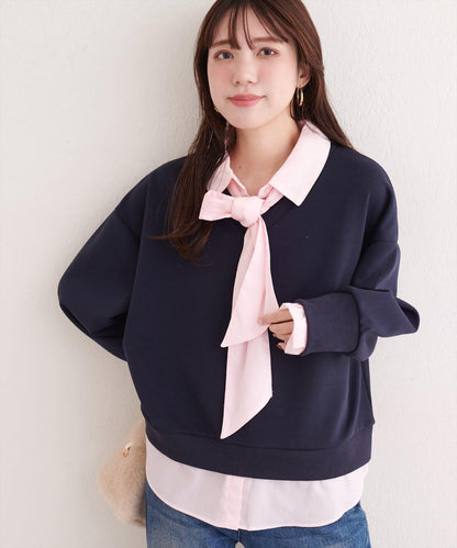 帶領結襯衫疊穿套頭衫