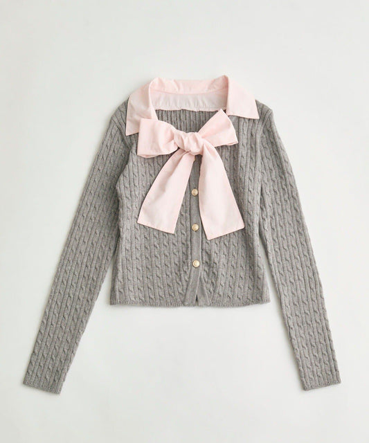 麻花領結針織衫