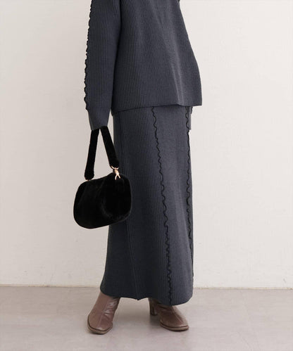 荷葉邊針織半身裙