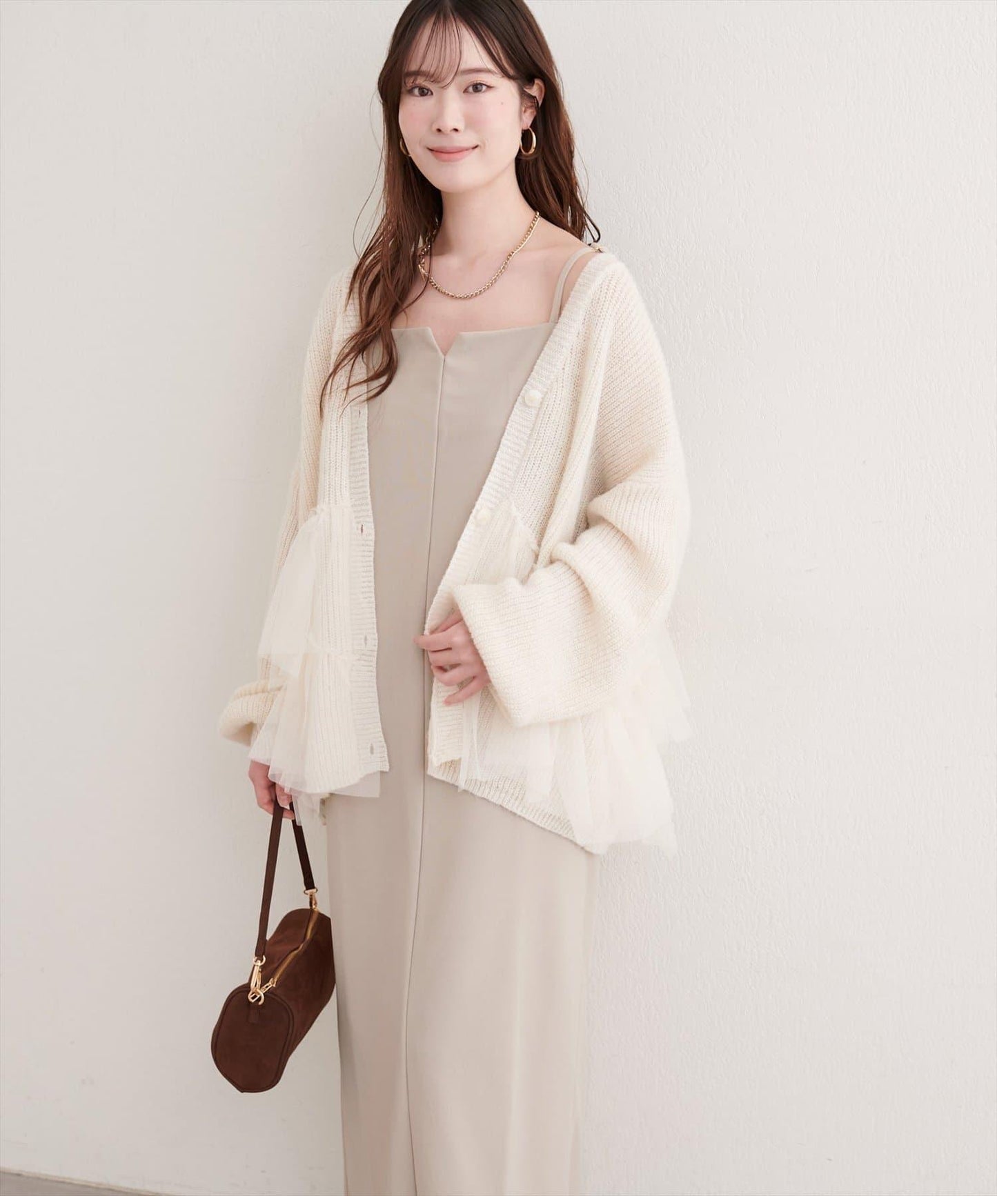 剪裁喬其紗吊帶連衣裙