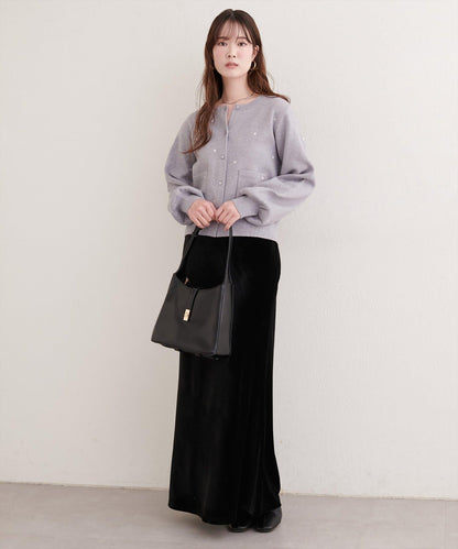 愛心刺繡帶口袋開衫