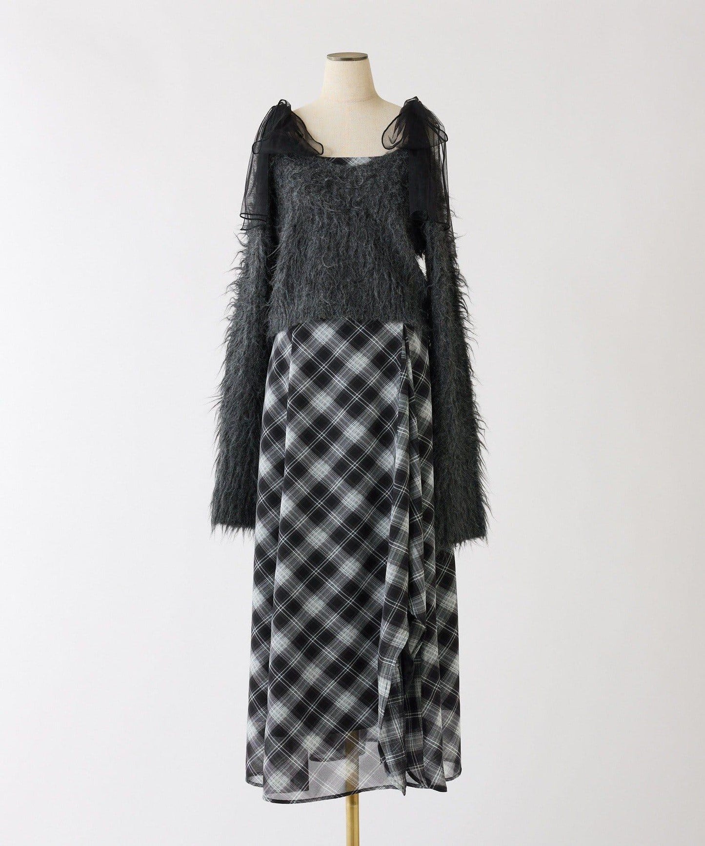 肩帶蝴蝶結針織套裝連衣裙