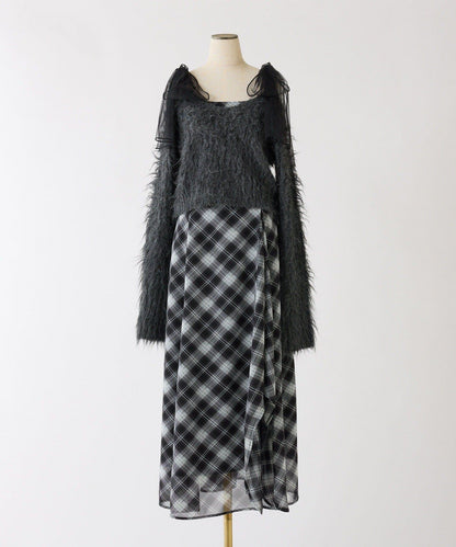 肩帶蝴蝶結針織套裝連衣裙