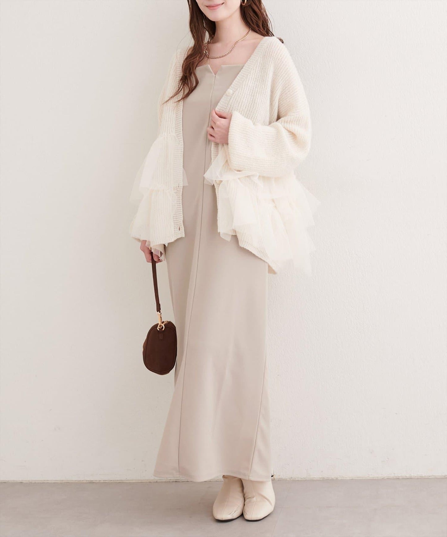 剪裁喬其紗吊帶連衣裙