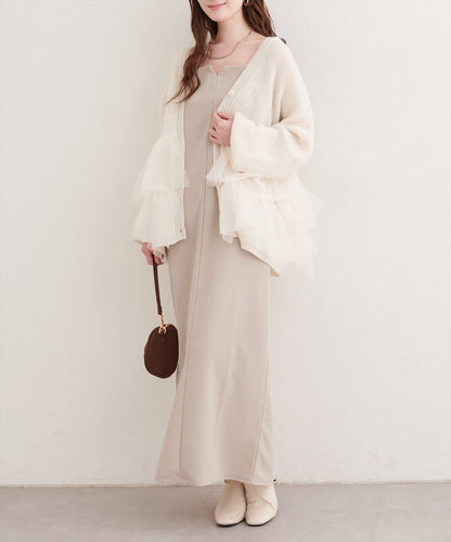 剪裁喬其紗吊帶連衣裙