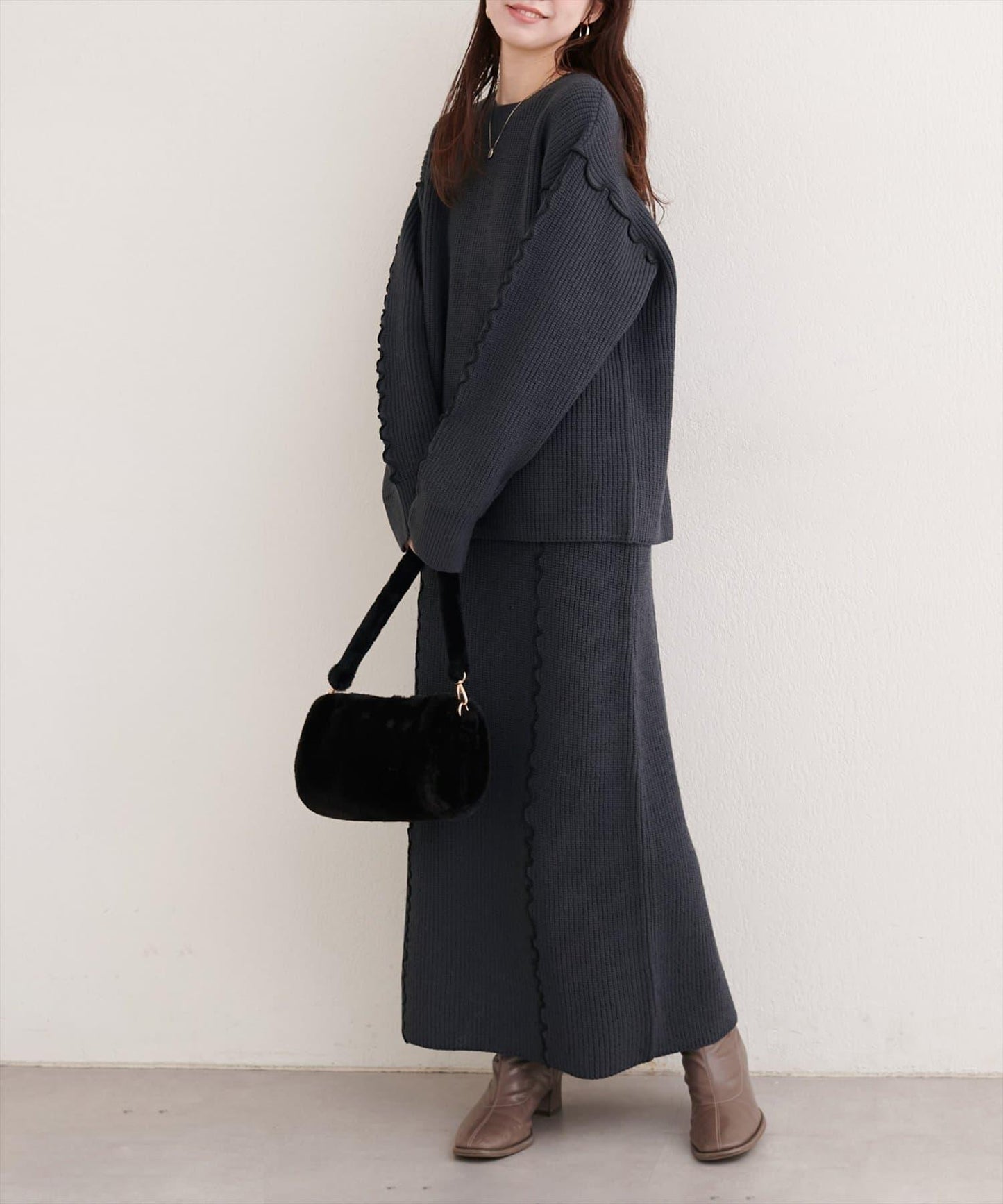 荷葉邊針織半身裙