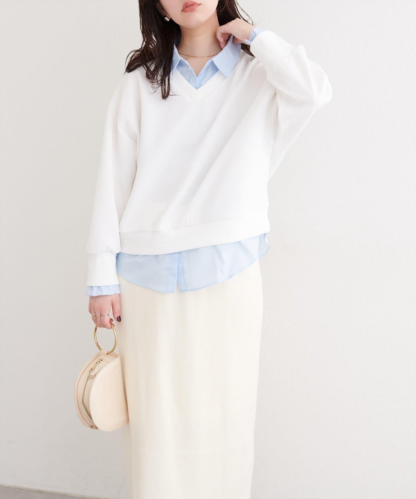 帶領結襯衫疊穿套頭衫