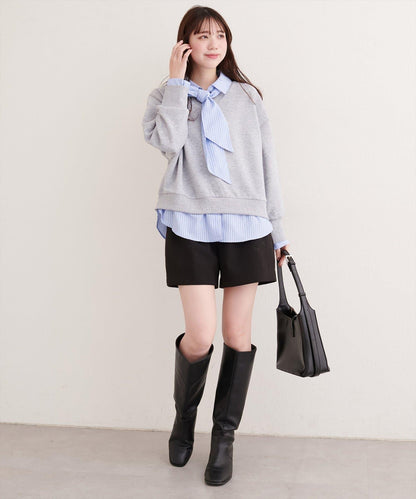 帶領結襯衫疊穿套頭衫