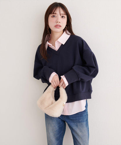 帶領結襯衫疊穿套頭衫