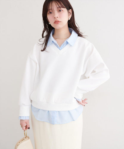 帶領結襯衫疊穿套頭衫