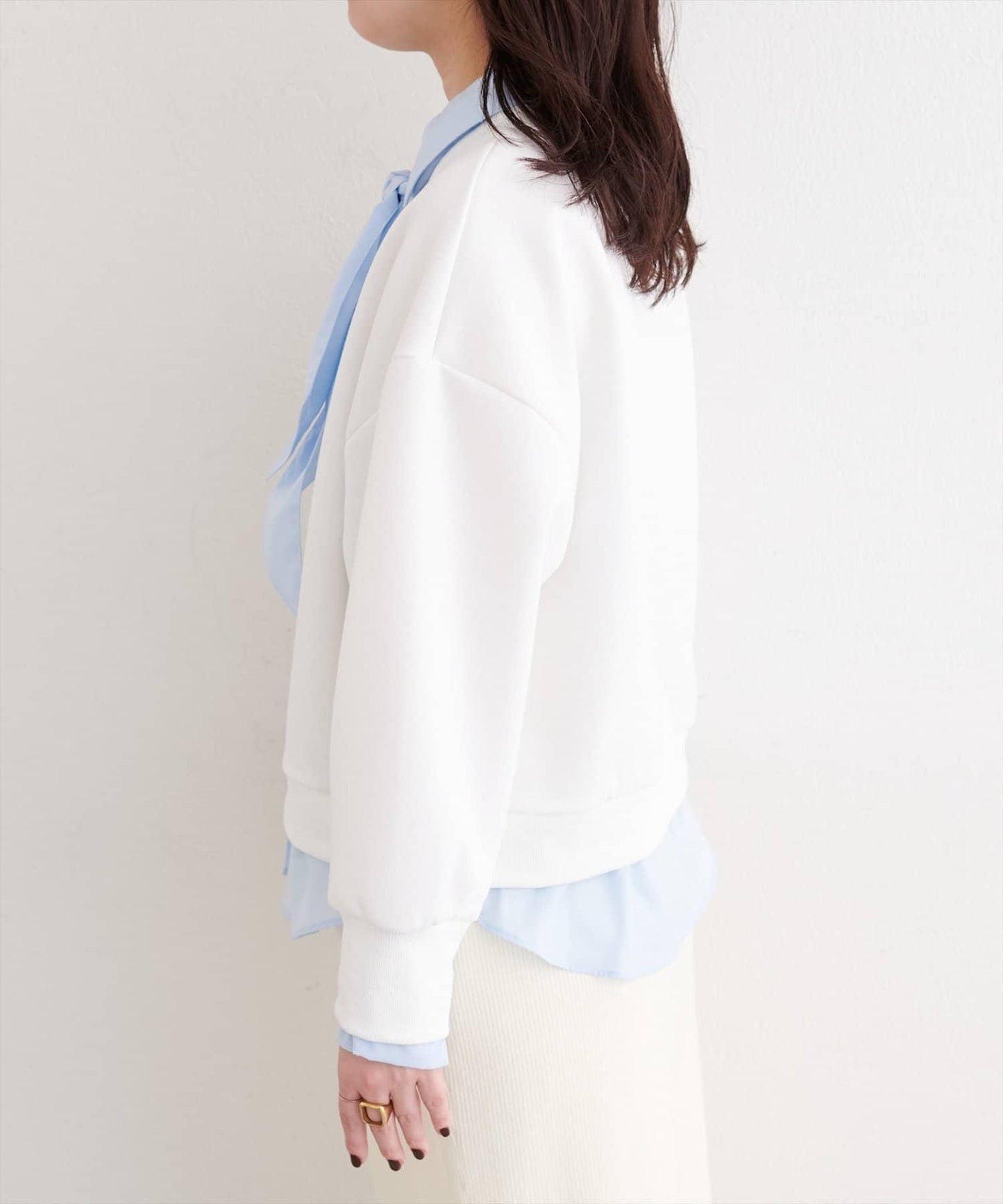 帶領結襯衫疊穿套頭衫