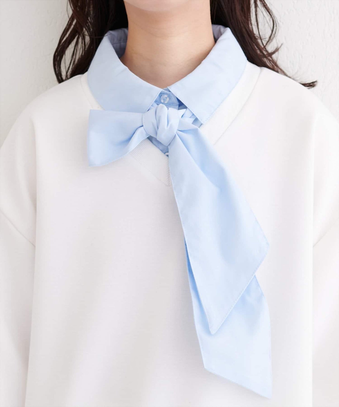 帶領結襯衫疊穿套頭衫