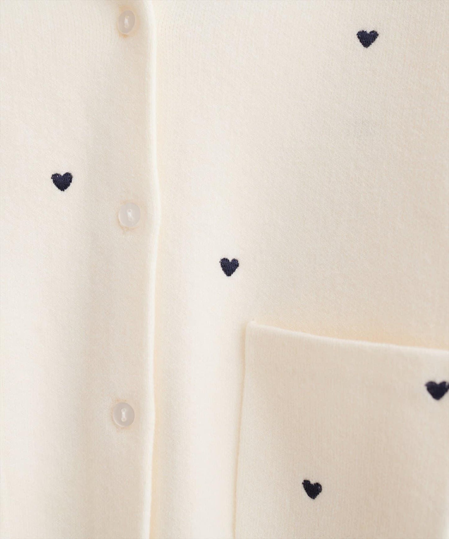 愛心刺繡帶口袋開衫