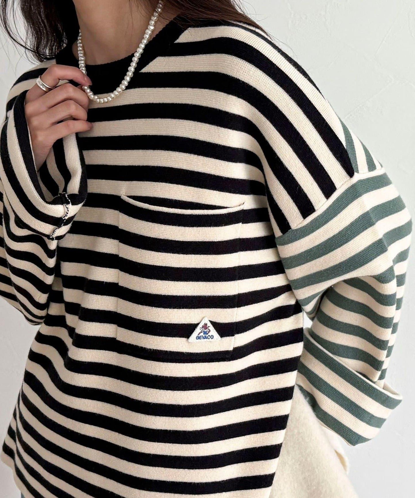 【GEVACO/ゲバコ】條紋針織套頭衫