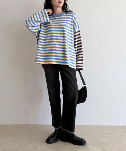 【GEVACO/ゲバコ】條紋針織套頭衫