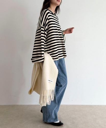 【GEVACO/ゲバコ】條紋針織套頭衫