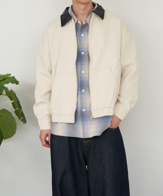 拼接領棉質斜紋呢夾克