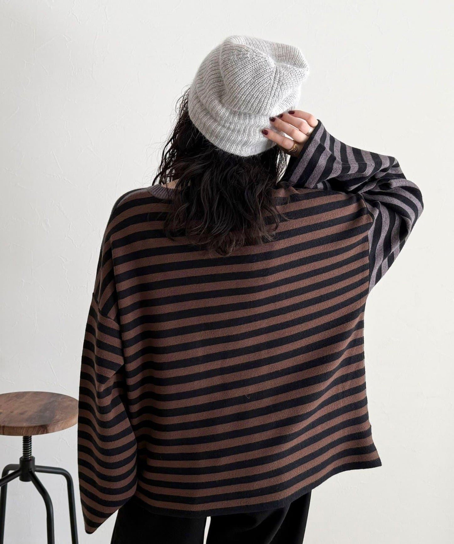 【GEVACO/ゲバコ】條紋針織套頭衫