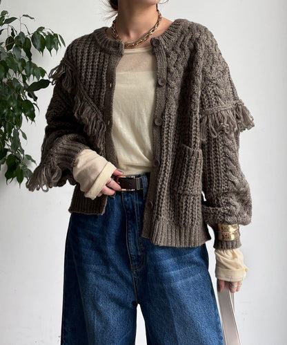 流蘇針織開衫
