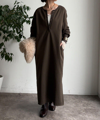 加絨加厚亨利領連衣裙