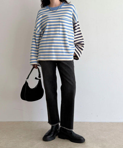 【GEVACO/ゲバコ】條紋針織套頭衫