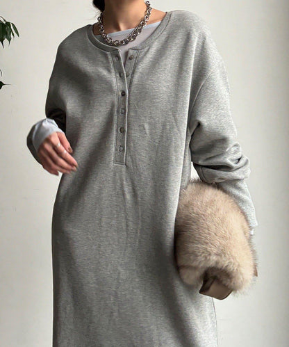 加絨加厚亨利領連衣裙