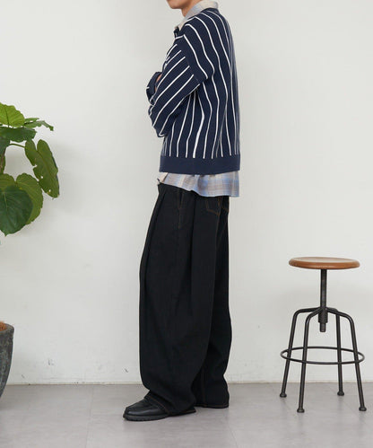 條紋棒球風衛衣針織衫