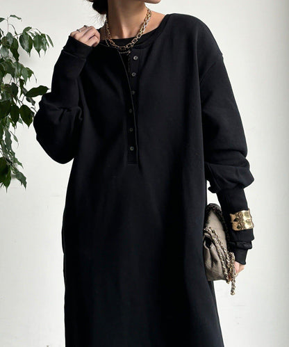 加絨加厚亨利領連衣裙