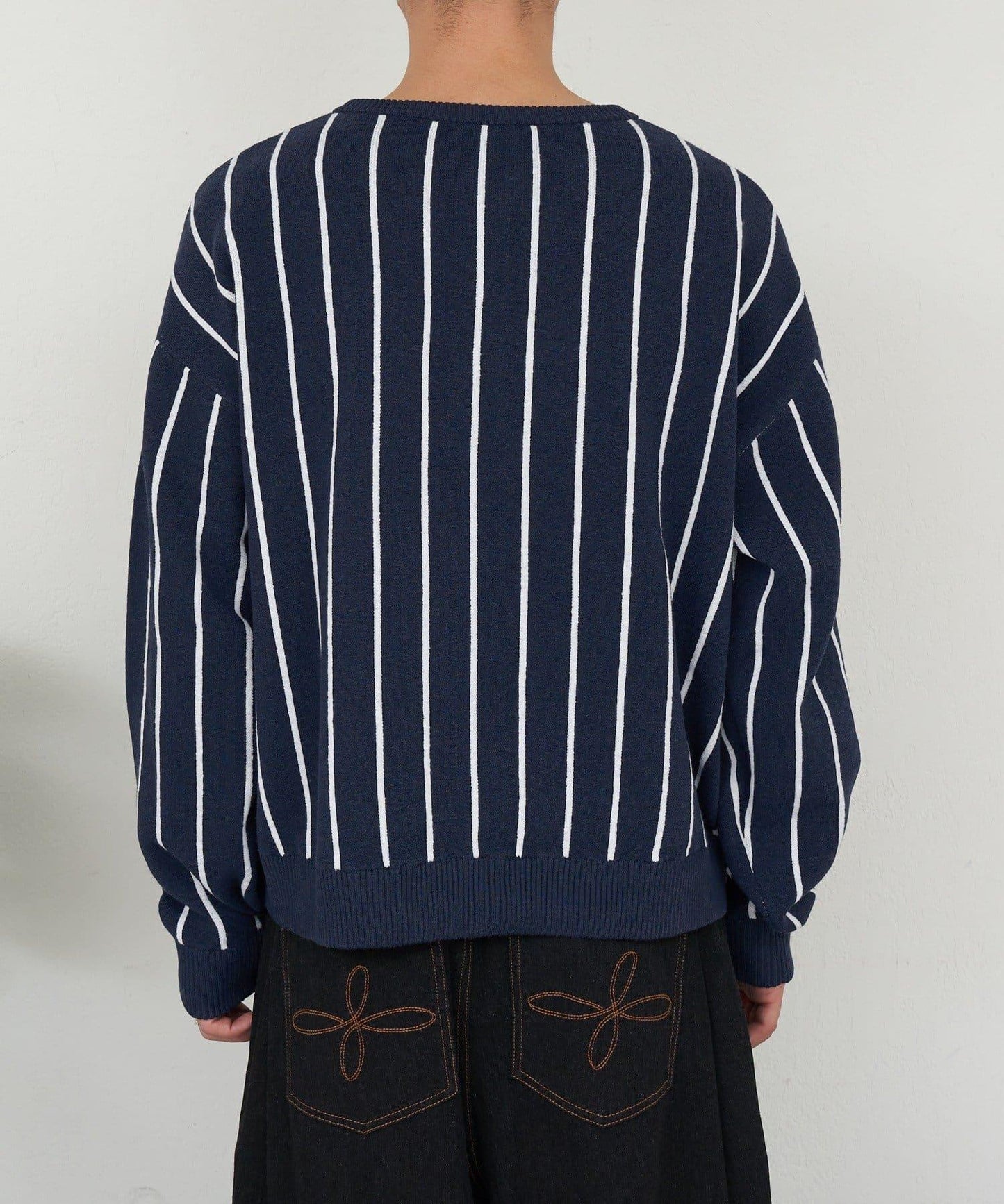 條紋棒球風衛衣針織衫