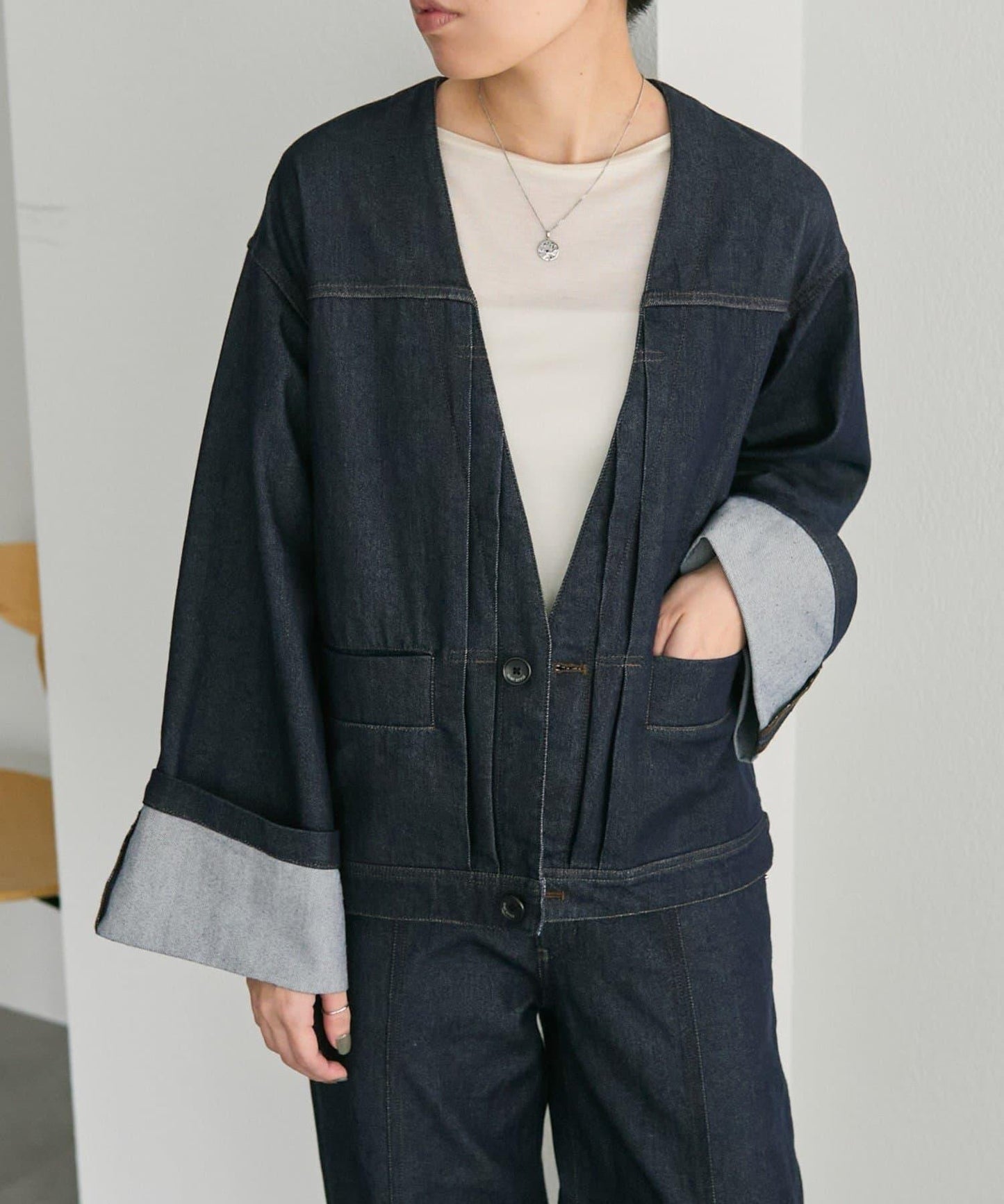 V領無領牛仔夾克【SUM1 STYLE】