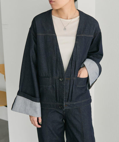 V領無領牛仔夾克【SUM1 STYLE】