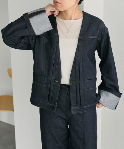 V領無領牛仔夾克【SUM1 STYLE】