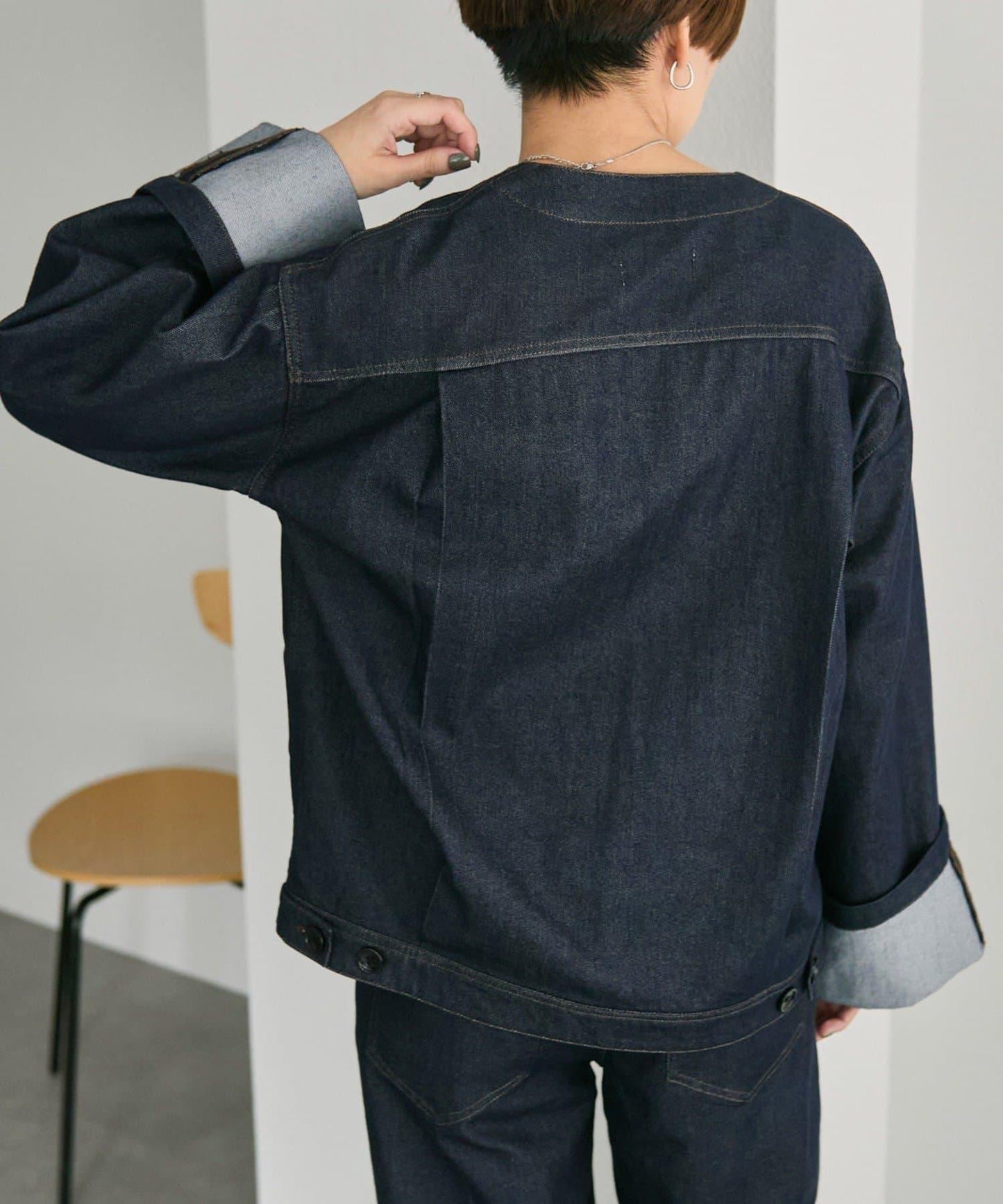 V領無領牛仔夾克【SUM1 STYLE】