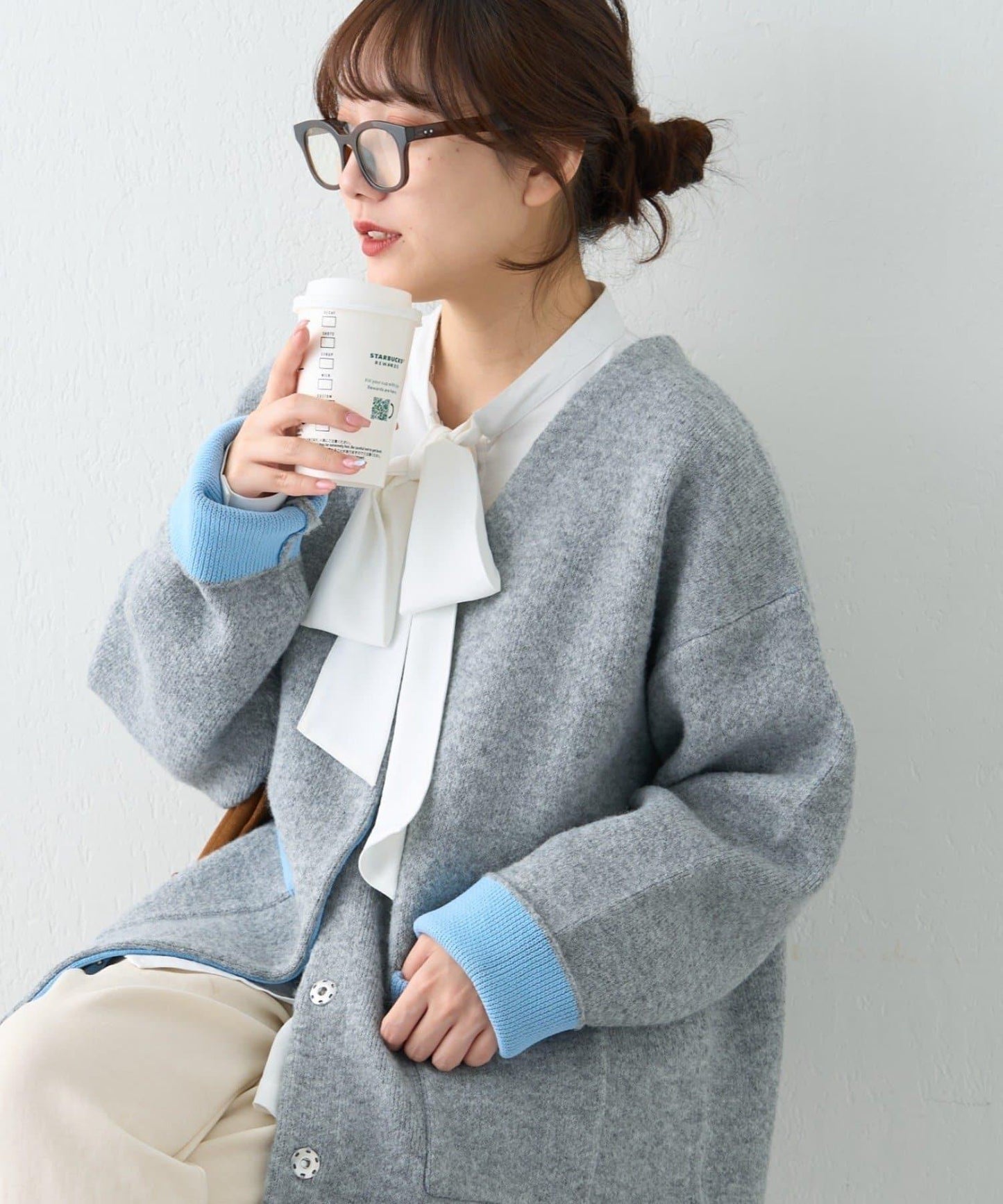 【nane】雙面配色開衫