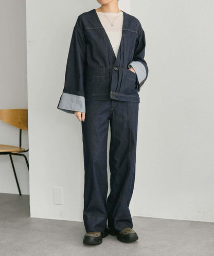 V領無領牛仔夾克【SUM1 STYLE】