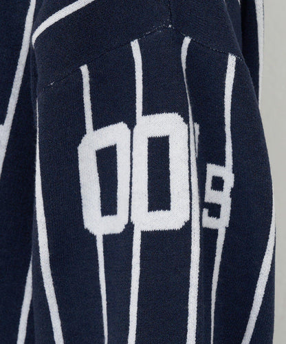 條紋棒球風衛衣針織衫