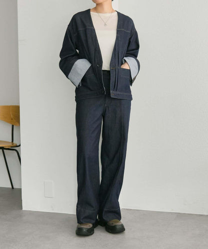 V領無領牛仔夾克【SUM1 STYLE】