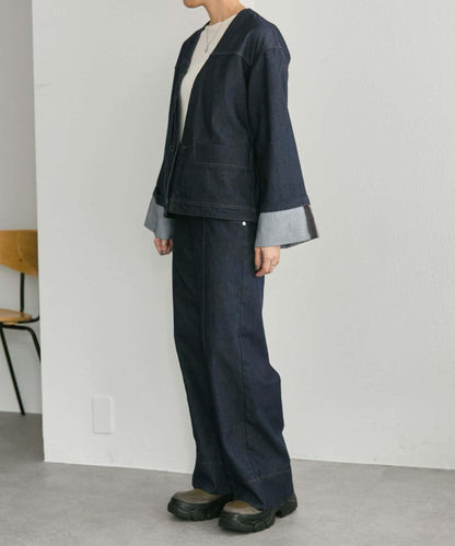 V領無領牛仔夾克【SUM1 STYLE】