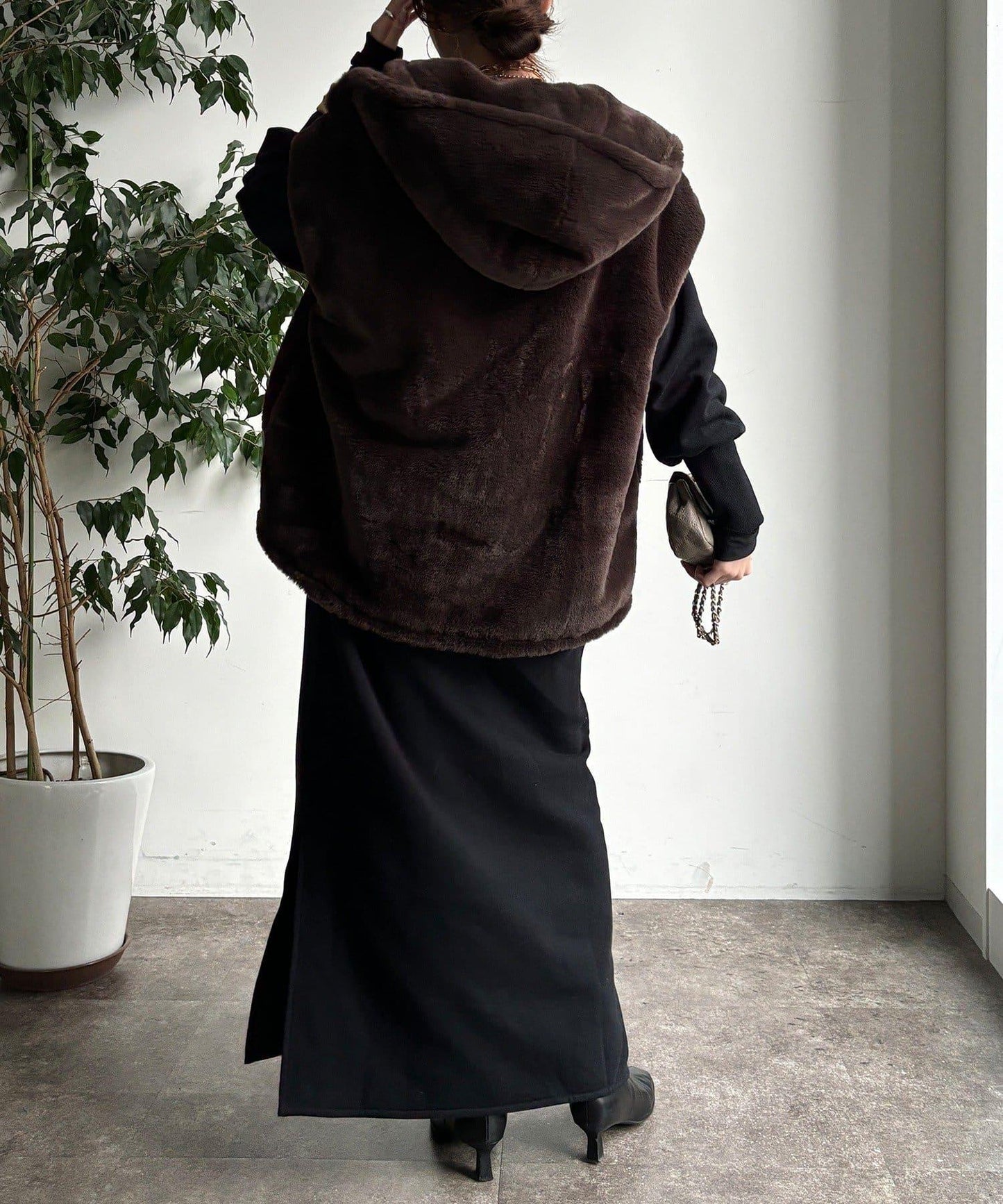 加絨加厚亨利領連衣裙