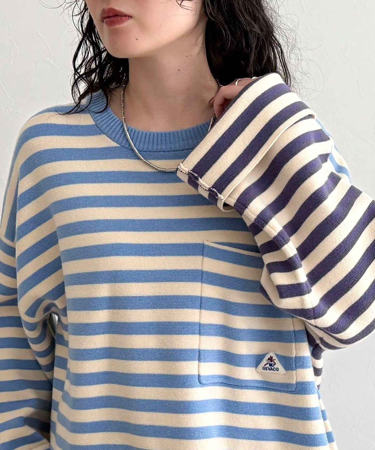 【GEVACO/ゲバコ】條紋針織套頭衫