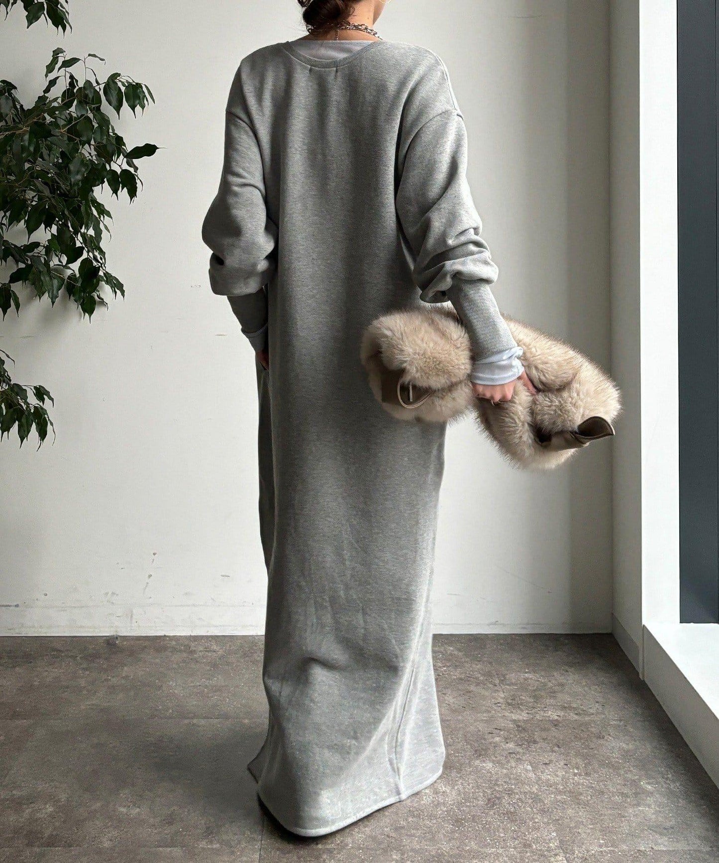 加絨加厚亨利領連衣裙