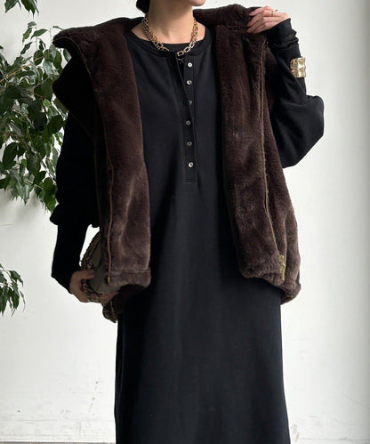 加絨加厚亨利領連衣裙