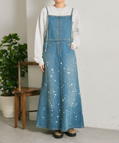 塗鴉牛仔吊帶連衣裙【SUM1 STYLE】